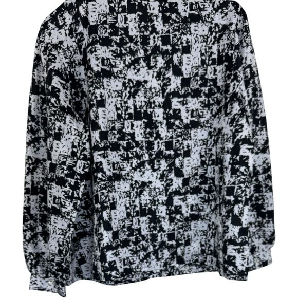 Jonquil by Judy Bond Blouse 22W 42 Plus Size Black White Abstract Bow Tie - Picture 11 of 15